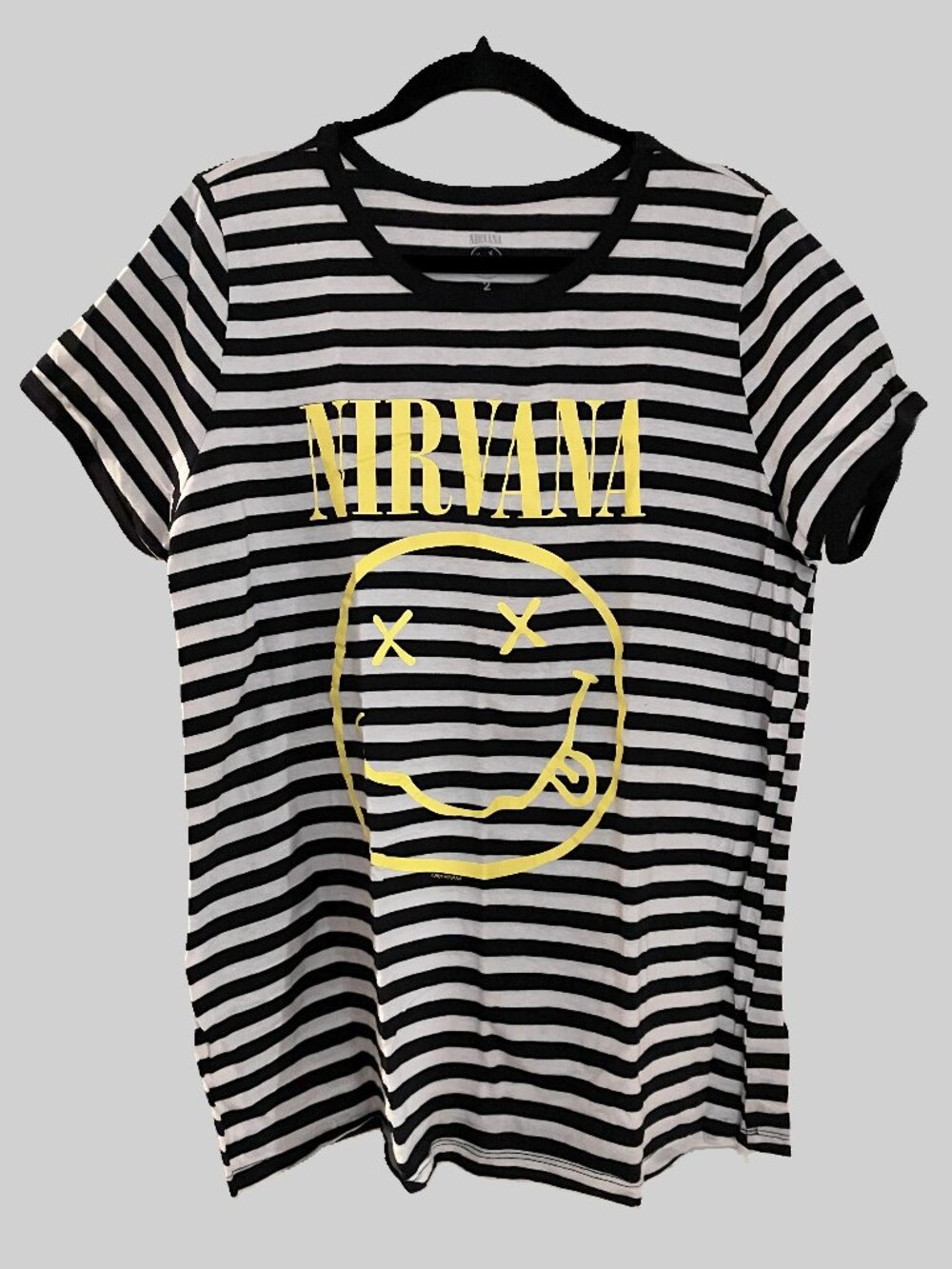 Torrid Size 2 (18-20) NIRVANA Black & White Striped Short Sleeve T-Shirt